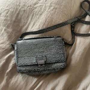 3.1 Phillip Lim Black/Cream Shark Embossed Leather Mini Pashli Messenger Bag